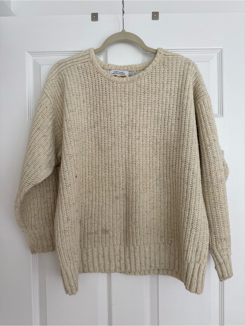 Vintage The Limited Cream Ribbed Crewneck Sweater (Men’s S)